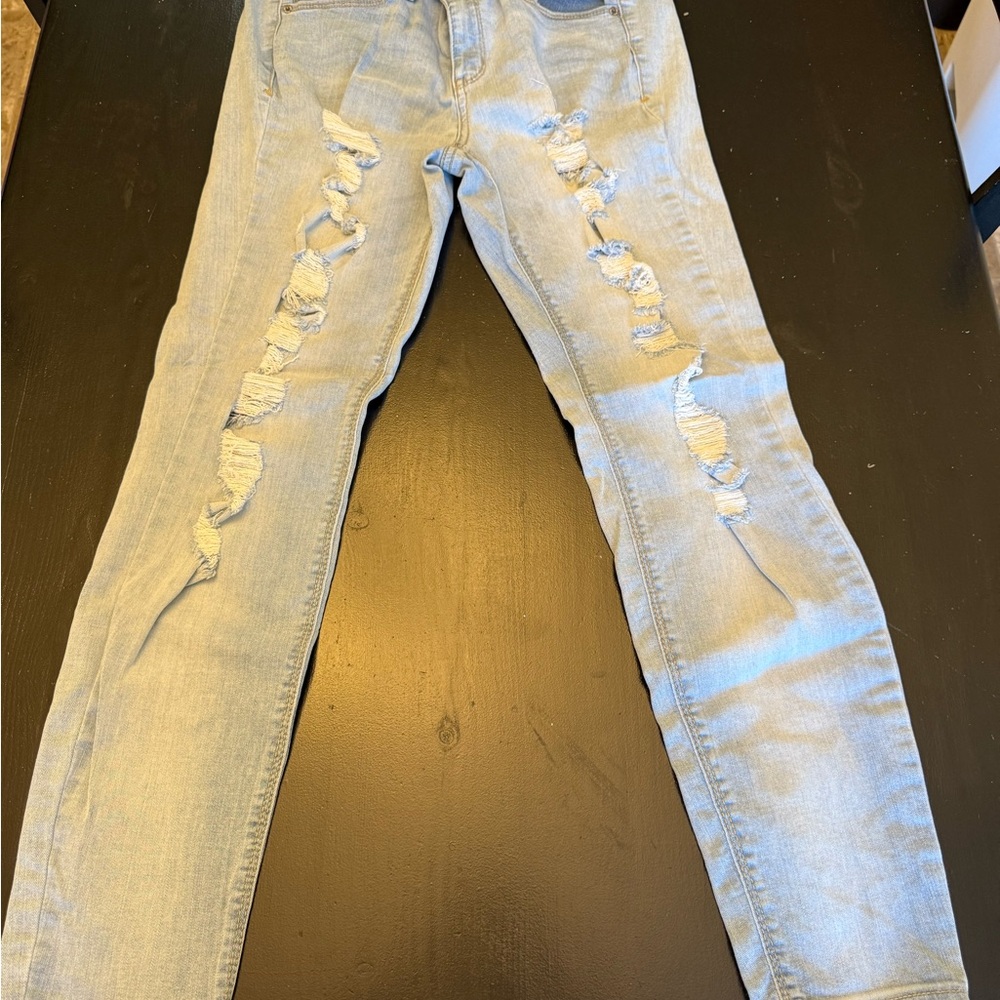 Mudd Blue Skinny Jeans with Distressed Detailing